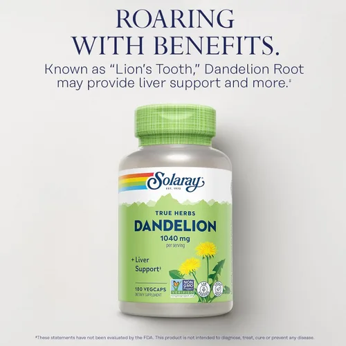 Miniatura 3 de SOLARAY Suplemento de raíz de diente de león, apoyo saludable para los riñones y el hígado, 1,040 mg por porción, vegano, verificado por