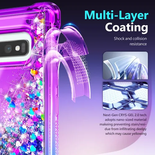 Miniatura 50 de NGB - Funda de teléfono diseñada para Samsung Galaxy S9+ Plus, morado/azul, con purpurina líquida para mujeres y niñas, con protector de pantalla