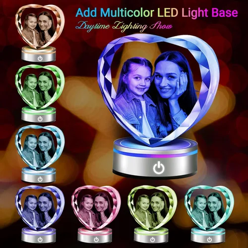 Miniatura 3 de Foto de cristal 3D personalizada, regalos personalizados para mujeres, mamá, marco de fotos de cristal, regalos de aniversario personalizados