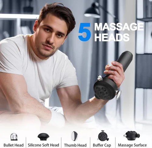 Miniatura 7 de Pistola de masaje Pro Max de terapia de vibración, masajeador muscular de tejido profundo de mano de 6500 RPM, masaje de liberación de fascia