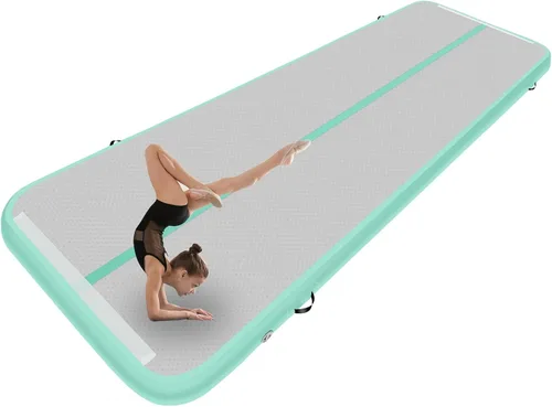 XHYCPY Colchoneta inflable de gimnasia de aire de 10/13/16/20 pies con bomba eléctrica, 4.3 pies, extra ancha de 4 pulgadas, para uso doméstico,