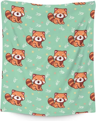 Miniatura 10 de Manta de panda rojo para niños, suave, mullida y acogedora, manta de regazo de 30 x 40 pulgadas para sofá, oficina, mantas cálidas negras para regalo