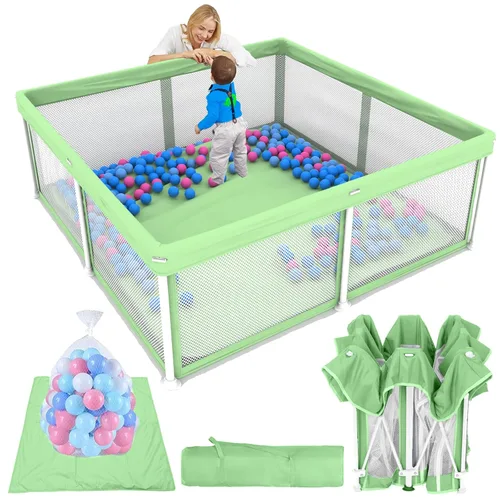 Miniatura 11 de TOREVSIOR Corralito plegable para bebés con alfombra, 50"×50" corralito plegable para bebés y niños pequeños, corral de seguridad para niños