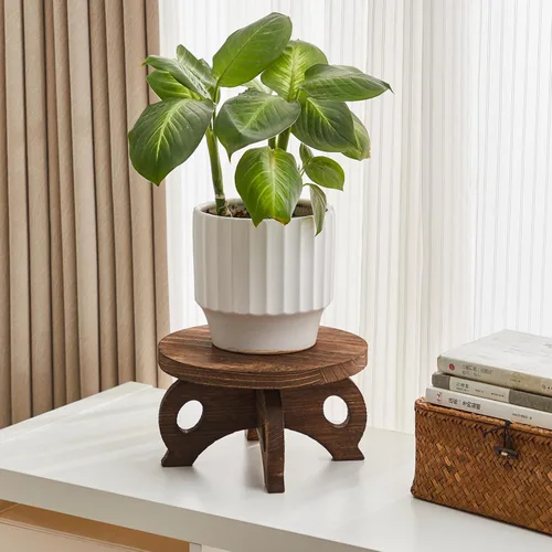 Miniatura 6 de Soporte Decorativo de Esquina para Plantas, Soportes de Madera para Plantas de Interior, Soporte para Plantas con Altura, Soportes Redondos