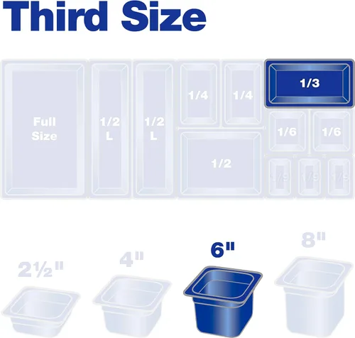 Miniatura 11 de Carlisle FoodService Products Sartén de alimentos de alta temperatura, contenedor de almacenamiento de alimentos de tamaño 1/3 para servir alimentos