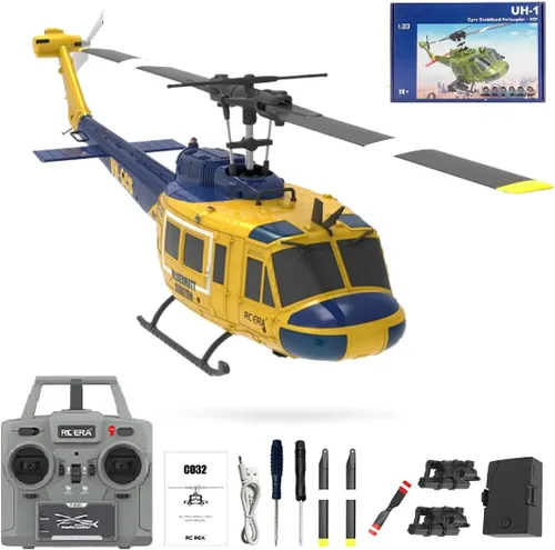 RC ERA C032 Helicóptero RC, Helicóptero RC UH-1 Huey Flybarless de escala 1/48 2.4G 6CH, estabilización de giroscopio de 6 ejes, con mantenimiento