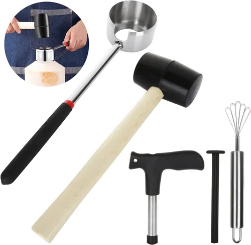 Juego de herramientas de abridor de coco de acero inoxidable de grado alimenticio para abridor de coco joven de coco con raspador de acero 4 pzas