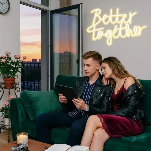 Miniatura 7 de Letrero de neón con texto en inglés "Better Togethers", decoración de pared para boda, dormitorio, Navidad, día de San Valentín, regalo
