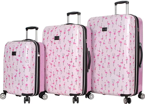 Betsey Johnson Maleta rígida de equipaje de 3 piezas con ruedas giratorias 20 pulgadas 26 pulgadas 30 pulgadas talla única puntal flamenco Puntal de