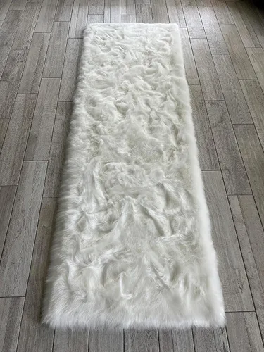 Miniatura 37 de LAMBZY Elegante y sofisticada alfombra rectangular de piel de oveja (beige, 2 x 3 pies)