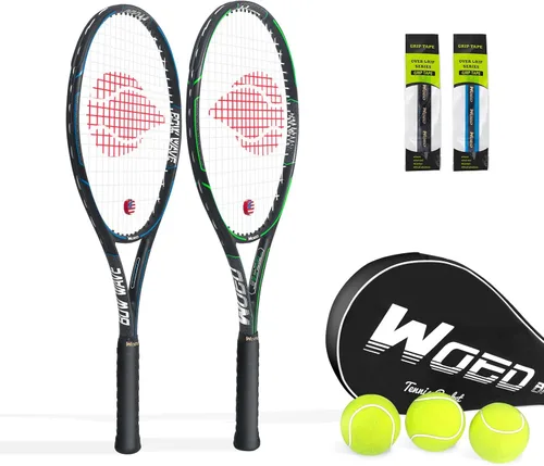 Miniatura 8 de Raqueta de tenis para 2 jugadores para adultos, perfecta para jugadores principiantes y profesionales, raqueta de tenis de velocidad de 27 pulgadas