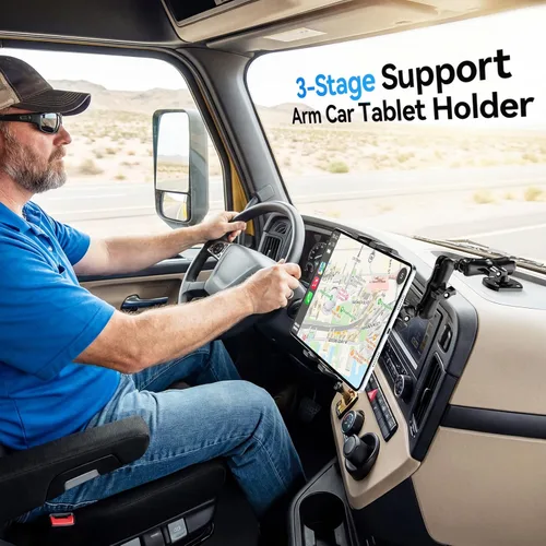 Miniatura 2 de OHLPRO Soporte de tableta con base de taladro resistente para coche y camión, soporte de tablero con brazo ajustable de 360° de 3 etapas para iPad