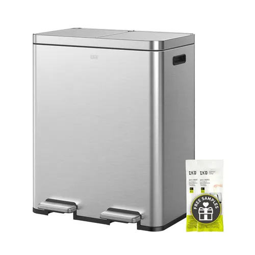 Miniatura 11 de EKO EcoCasa II - Bote de basura doble de 36 L + 24 L con cubo de reciclaje, cubo de basura de acero inoxidable con tapa, compartimento desodorante