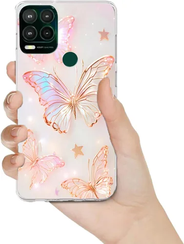 Miniatura 9 de Paquete de 2 fundas elegantes con purpurina de mariposa para Moto G Stylus 5G 2021, delgada y suave TPU de lujo, a prueba de golpes, para adultos