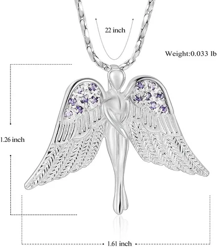 Miniatura 3 de Imrsanl Joyería de cremación con dije de ángel para dama, medallón conmemorativo de ceniza, collar de urna para cenizas, alas, joyería de recuerdo