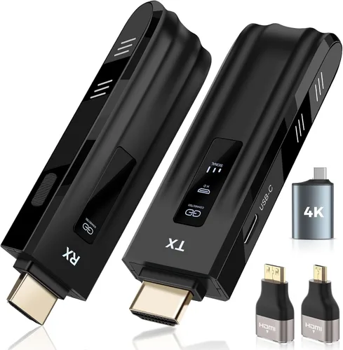 Beyn - Transmisor y receptor inalámbrico HD, pantalla LED mejorada 2026, decodificación 4K y salida de 1080P, extensor inalámbrico HD Plug and Play,