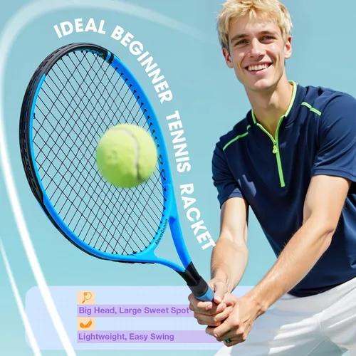Miniatura 6 de AboveGenius Juego de raquetas de tenis de 27 pulgadas, paquete de 2 raquetas de tenis para adultos para principiantes e intermedios, cabeza de gran
