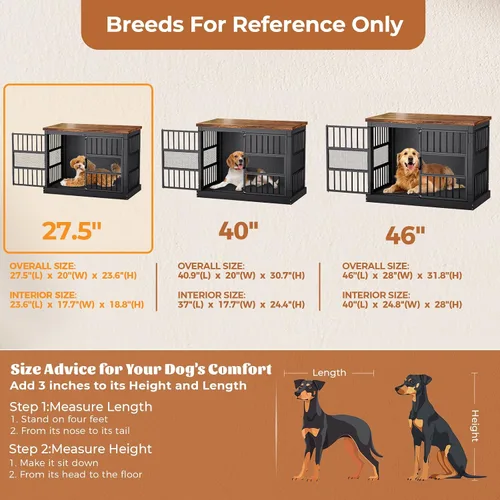 Miniatura 2 de VOPEAK Mueble de jaula para perros de 27.5", jaula para perros resistente a mordiscos para perros pequeños y cachorros, jaulas para perros