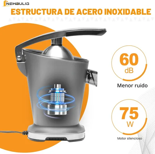 Miniatura 4 de NEWBULIG Exprimidor eléctrico de cítricos, exprimidor automático de naranja con mango de agarre suave, máquinas extractoras de jugo de naranja
