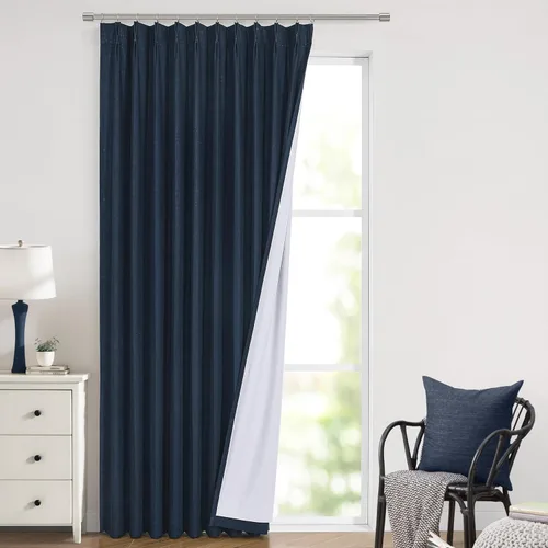 Miniatura 18 de Vision Home Cortinas marrones con pliegues pinzados de bloqueo total, cortinas de ventana de lino mezclado para oscurecimiento de la habitación, 95