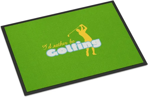 Caroline's Treasures SB3092MAT - Felpudo con texto en inglés "I'd Rather be Golfing Man on Green" de 18 x 27 pulgadas, para interiores y exteriores,