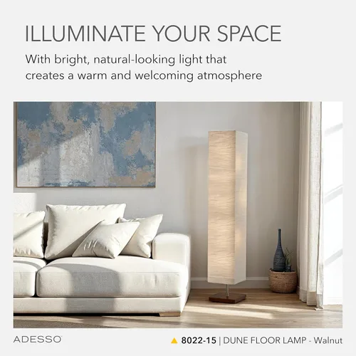 Miniatura 2 de Adesso Lámpara de pie de tres luces, base de madera natural y brillo ajustable, iluminación perfecta para dormitorio, sala de estar y decoración