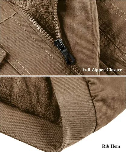 Miniatura 5 de EKLENTSON Men's Winter Jacket with Multi Pockets Zip Front Thick Thermal Fleece Lined Coat Work Cargo Jacket for Men