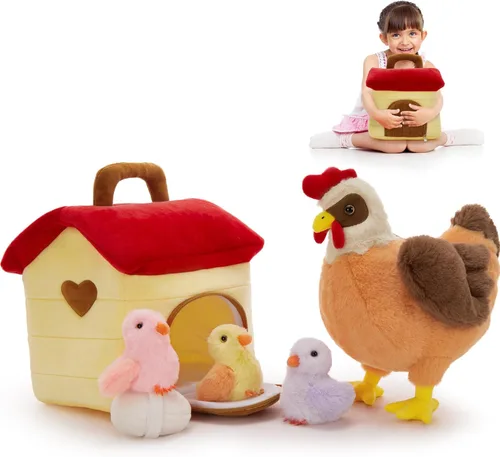 Miniatura 26 de Tezituor Juego de 5 lagartos de peluche realistas con bebés, 26.4 pulgadas, gran peluche de dragón barbudo, juguete de juguete para niños