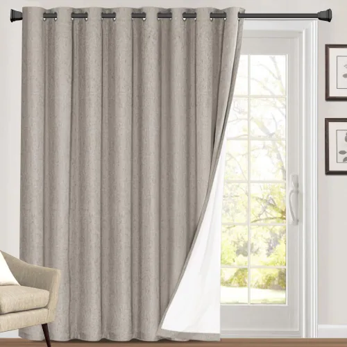 Miniatura 132 de Primitive - Cortinas opacas 100 % de lino texturizado natural para dormitorio, sala de estar, cortinas para ahorra energía, tela de arpillera