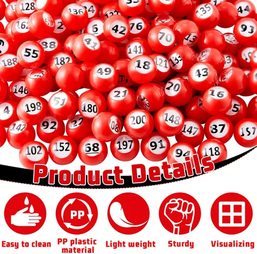 Miniatura 3 de Liliful Juego de bolas de bingo para rifas, numeradas con ventana de fácil lectura, mini bolas de plástico para noche de juegos y actividades en Rojo