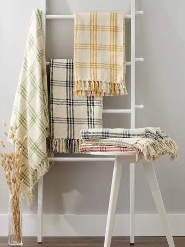 Miniatura 6 de DII Modern Farmhouse Plaid Collection - Manta de algodón con flecos, 50 x 60 pulgadas, color blanco/verde antiguo