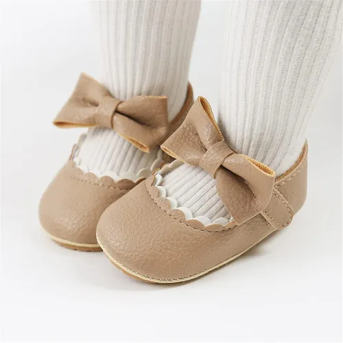 Miniatura 2 de RVROVIC Zapatos de bebé para niñas suela suave zapatos planos Mary Jane vestidos de princesa zapatos de poliuretano lindo lazo precaminante