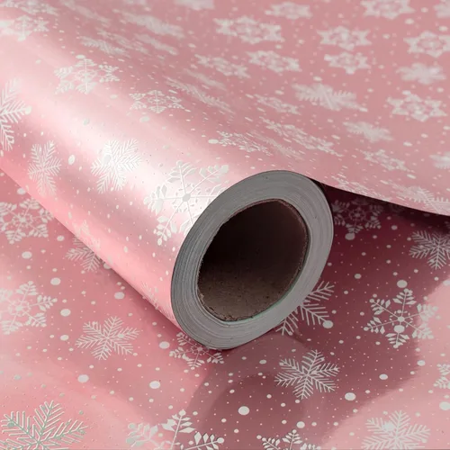 RUSPEPA - Papel de regalo de Navidad, rollo jumbo – diseño de árbol de Navidad blanco y rosa para envolver regalos navideños – 24 pulgadas x 100 pies
