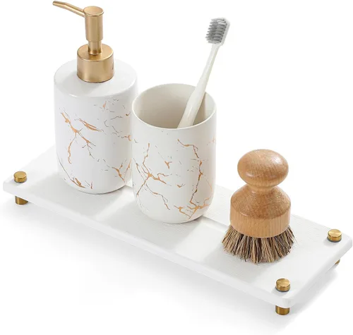 Miniatura 14 de Bandeja de secado de piedra, organizador de fregadero dorado, tapete de grifo absorbente de agua, organizador de fregadero de cocina, posavasos