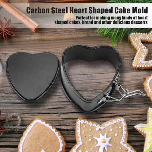Miniatura 2 de Milltrip Molde para pastel de corazón de 4 pulgadas, antiadherente, parte inferior extraíble, estilo clásico, molde extraíble en forma de corazón