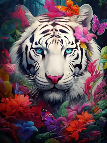 Reofrey Kits de arte de diamantes de bricolaje para adultos, tigre, animal de taladro completo, kit de pintura de diamantes de imitación redondos,