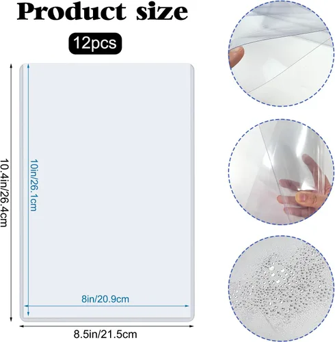 Miniatura 2 de Rainmae Paquete de 12 protectores rígidos de impresión de 8 x 10 pulgadas, protectores de hojas de páginas de plástico duro transparente, fundas
