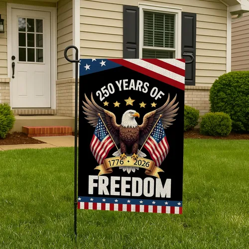 Miniatura 5 de Bandera de jardín de 250 años de Estados Unidos, bandera patriótica de 250 aniversario de Estados Unidos de doble cara con diseño de águila