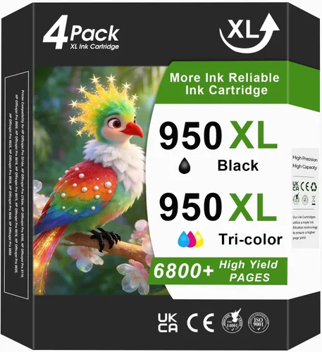 950XL 951XL - Cartuchos de tinta de repuesto para cartuchos de tinta HP 950 951, paquete combinado de color y negro funciona con HP OfficeJet Pro