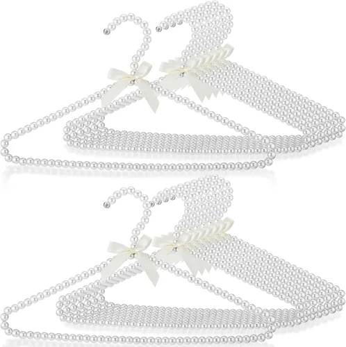 Miniatura 9 de Threan 20 piezas de 16 pulgadas de perlas con cuentas de ropa con lazo de lazo de metal elegante ropa estándar para mujer, novia, vestido de boda