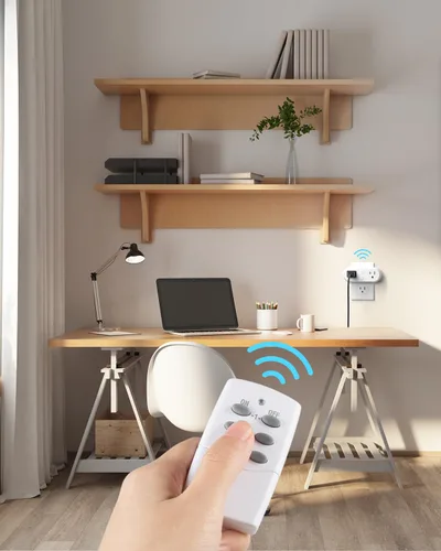 Miniatura 6 de HBN - Enchufe con control remoto inalámbrico con 2 controles de interruptor individuales, enchufes de diseño compacto hasta 100 pies de alcance