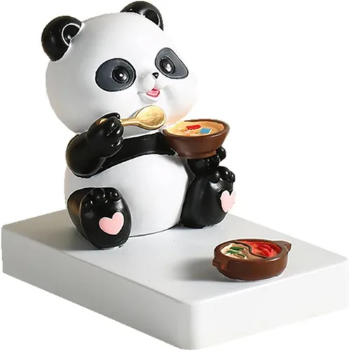 Miniatura 11 de Cute Panda Phone Stand for Desk Resin Bear Figurines Phone Holder White and Black Statue Kawaii Desk Accessories