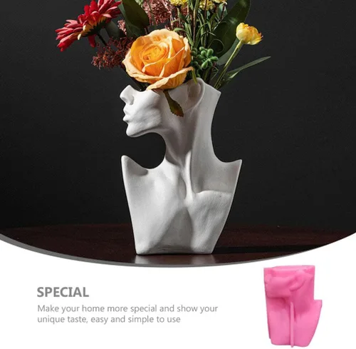 Miniatura 5 de GANAZONO Molde de jarrón de cuerpo humano de 6.88 x 4.33 x 2.95 pulgadas, molde de fundición de silicona para bricolaje, florero, soporte