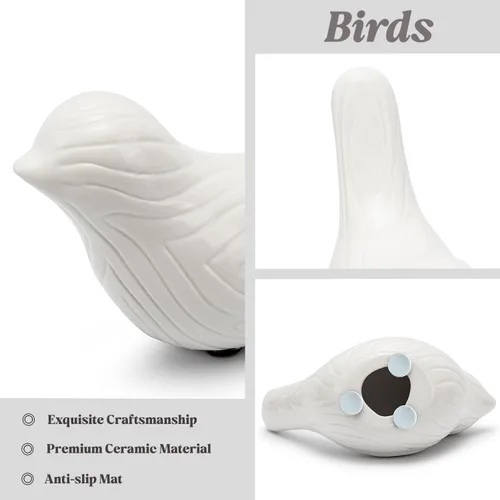 Miniatura 4 de FANTESTICRYAN Juego de 2 pequeñas estatuas de pájaros de cerámica, decoración del hogar, esculturas de animales de estilo moderno, adornos