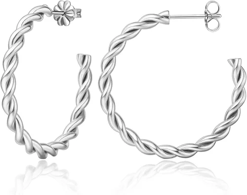 Limerencia Aretes de aro hipoalergénicos G23 de titanio puro, grandes abiertos, ligeros, con circonita cúbica, para mujeres y niñas, orejas sensibles
