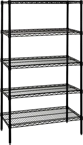 Miniatura 22 de Quantum Storage Systems WR74-1824BK Kit de inicio para estantería de alambre de 4 niveles de altura de 74 pulgadas, acabado negro, 18 pulgadas