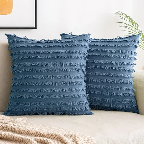 Miniatura 14 de MIULEE - Juego de 2 fundas de cojín decorativas de estilo bohemio y estilo granja costero, con patrón jacquard a rayas, para sofá, sillón, sala