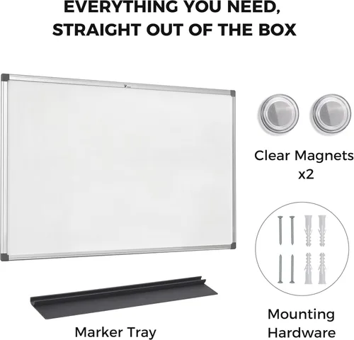 Miniatura 5 de TOWON Magnetic Dry Erase Whiteboard 36 x 24 in, Large White Board for Wall, 3 x 2 Ft Whiteboard with Marker Tray & 2 Magnets, Silver Aluminum Frame