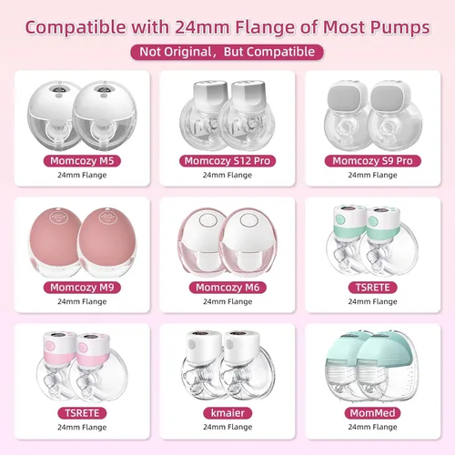 Miniatura 2 de Insertos de brida de 15 mm y 17 mm para Medela, pantallas/bridas Spectra de 24 mm, compatibles con TSRETE, CPPSLEE, extractor de leche ponible
