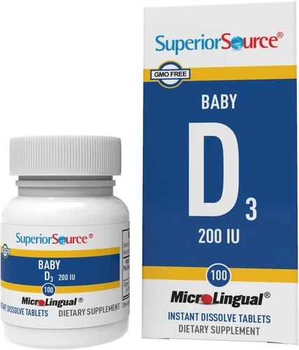 Superior Source Suplementos nutricionales de fórmula infantil Baby D, 200 UI, 100 unidades